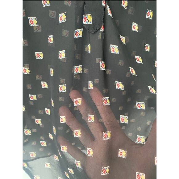 PLEIONE BLACK SHEER BUTTON UP BLOUSE SIZE SMALL - Picture 8 of 8